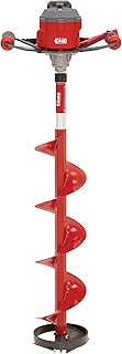 E40 Electric Ice Fishing Auger, Full Power 40v Lithium-ion Battery, Lightweight Powerhead, Turbo Cutting System, Multi-Edge Blades, Red