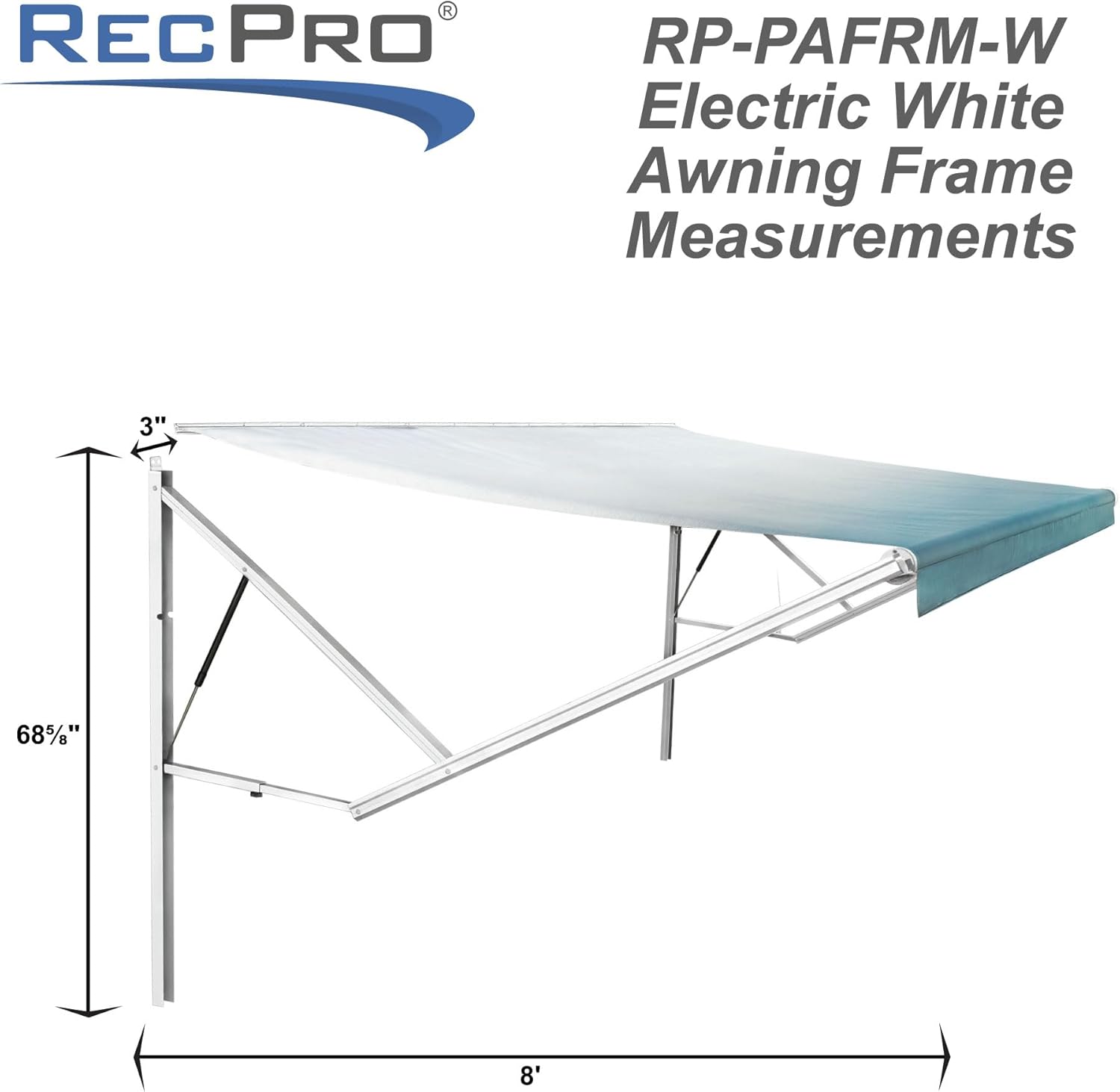 RecPro RV Power Awning Assemblies and Fabric for RV, 5th Wheel, Travel Trailers, Toy Haulers, and Motorhome | Black Frame with Awning Fabric | RV Awnings (16-Foot, Gray)