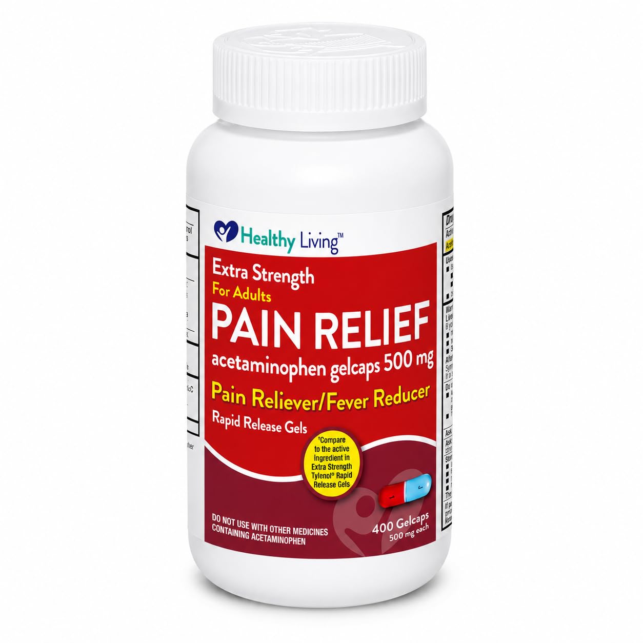 Aurohealth Healthy Living Extra Strength Acetaminophen Gelcaps for Pain Relief, 500mg, 400 Count