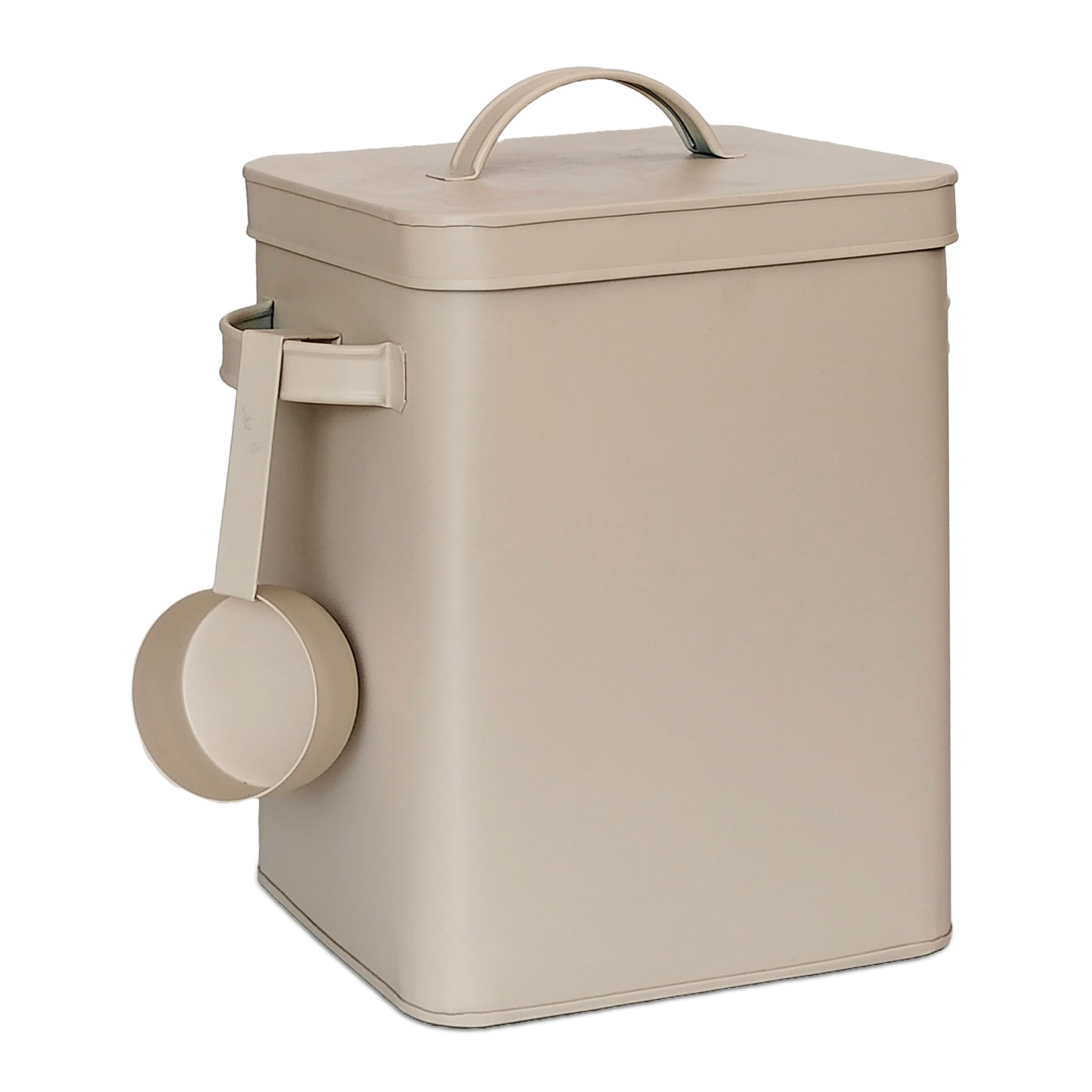 Boîte métallique Relaxdays, boîte de Rangement hermétique de 6,​5 L avec doseur, pour Aliments et café, Beige
