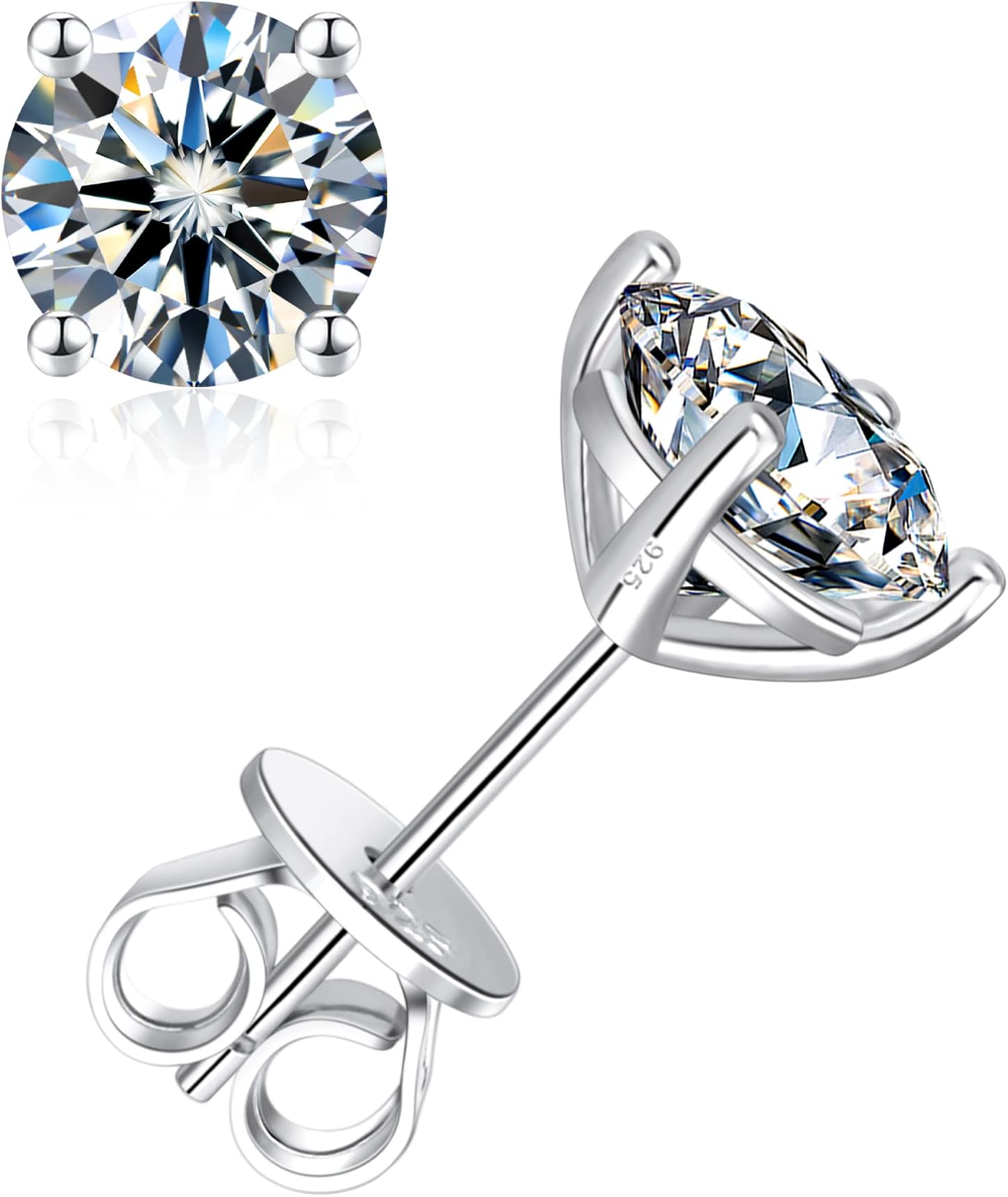 showniiSHOWNII Moissanite Stud Earrings Sterling Silver Earrings 1-4ct DF Color VVS1 Clarity Brilliant Round Brilliant Cut Diamond Certified Stud Earrings Wedding Birthday Gifts for Mother Wife Girls