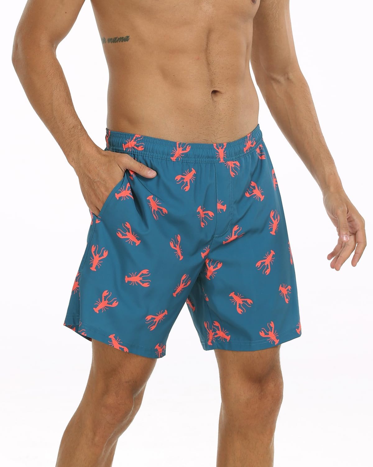 Mens Swim Trunks with Compression Liner,7 Inch Quick Dry Swim Shorts, Board Shorts,Beach Swimwear
