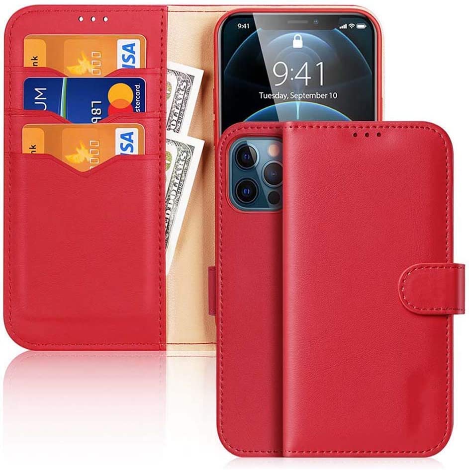 Étui à rabat magnétique iPhone 12 Pro Max avec porte-cartes et béquille