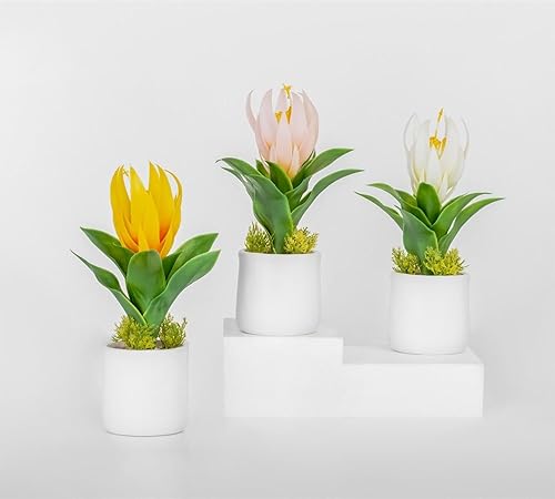 Plantas artificiales en macetas de cerámica, flores artificiales surtidas para decoración del hogar, dormitorio, oficina, escritorio, sala de estar,