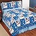 Collections Etc Holiday Winter Snowman Fleece Coverlet, Blue and White, King