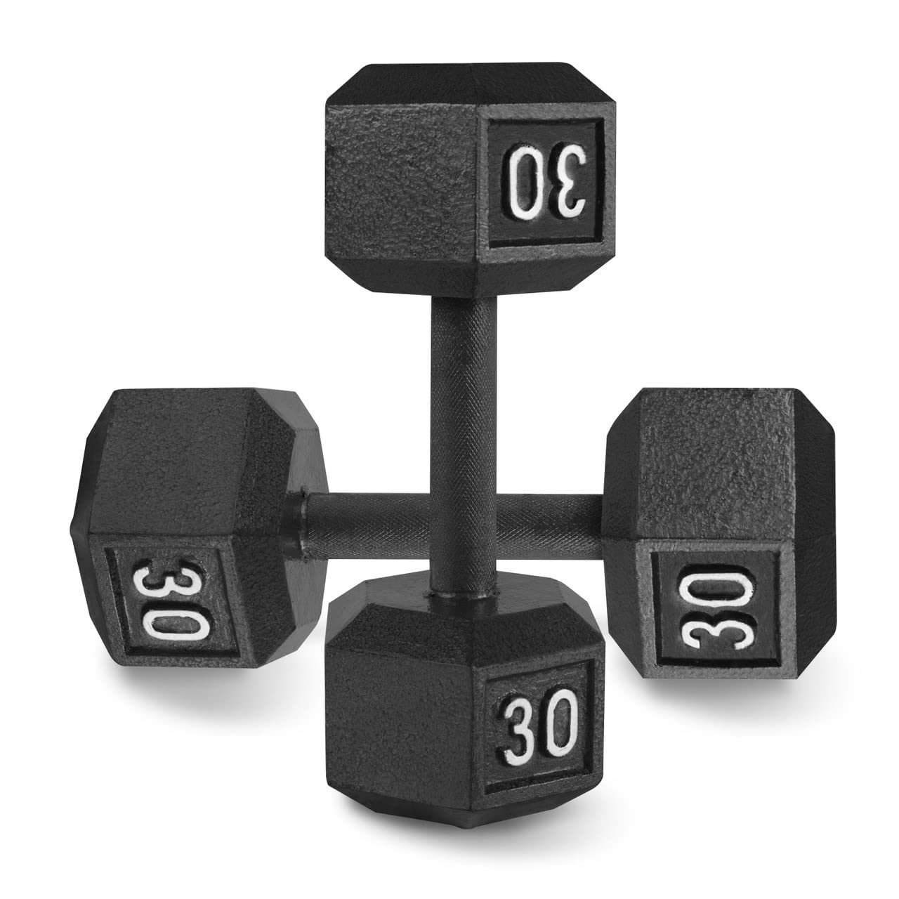 Iron Hex Cap Barbell 30 Lb Dumbbell Set Wf Athletic Supply Cast