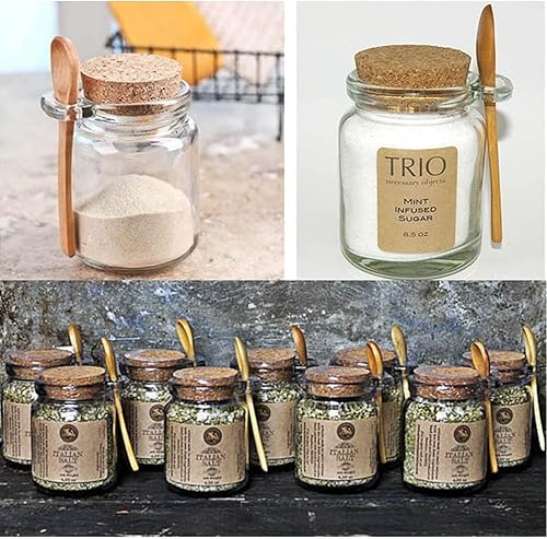 Miniatura 7 de Frascos de almacenamiento de vidrio transparente de 8.5 fl oz8.5 oz con tapón de corcho y cuchara de madera, recipientes de almacenamiento de