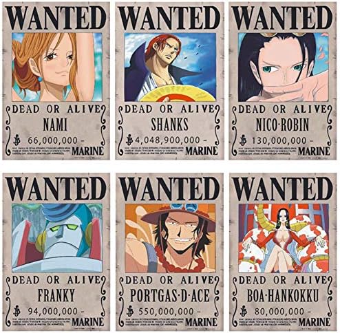 Ruggito One Piece Wanted Posters 28.5 cm × 19.5 cm, Kraft Paper Poster, Luffy 1.5 Million, Pack of 24