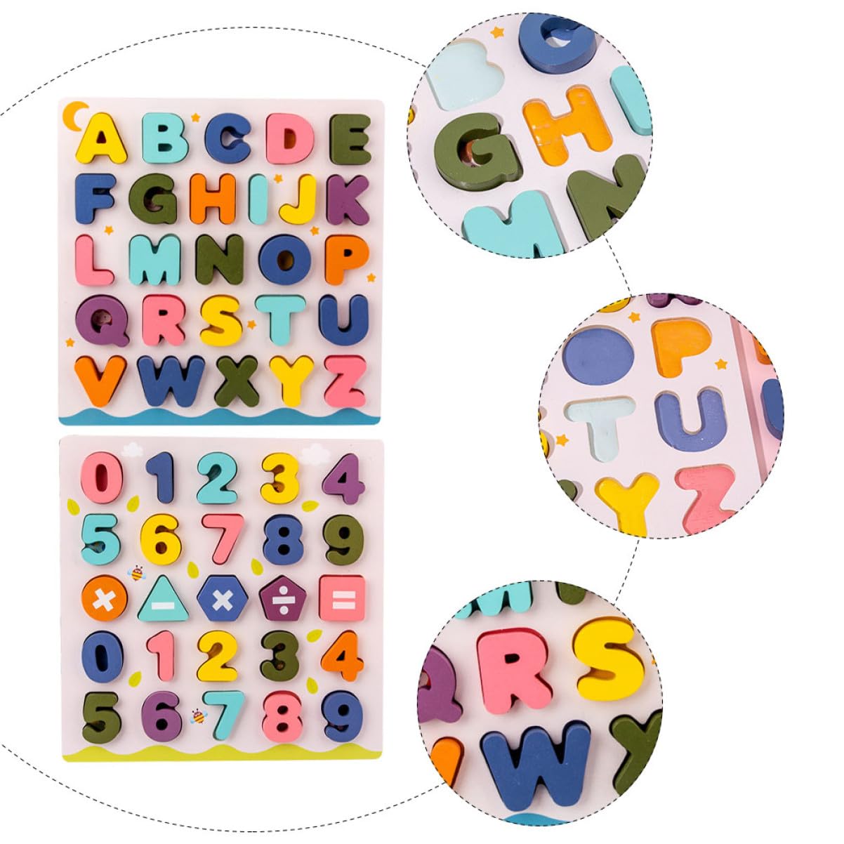 SUPVOX 2 Juegos Juguetes Educativos Madera para Puzzles Números y Letras Colores Brillantes Aprendizaje Infantil Regalo Cumpleaños