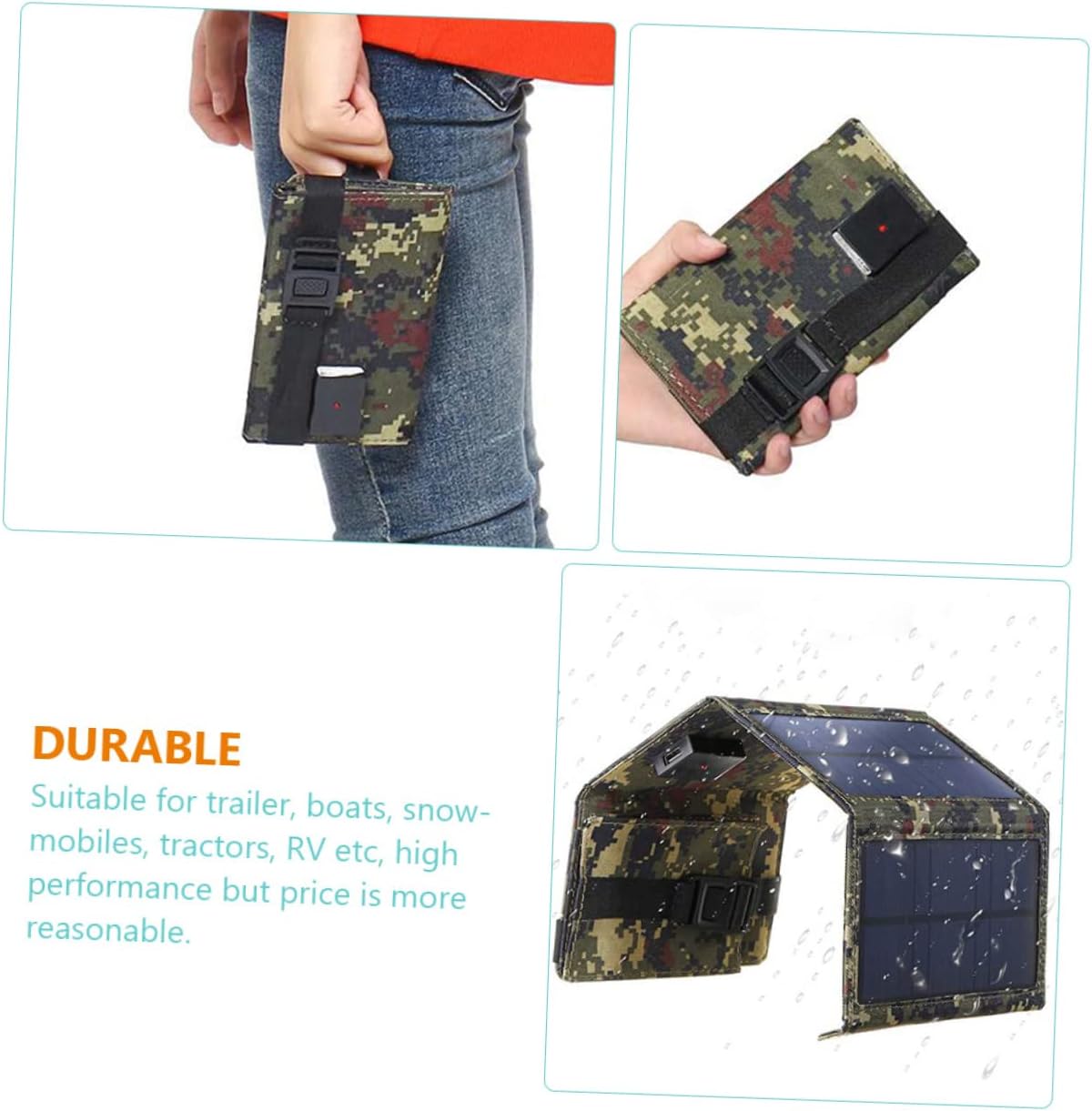 SHINEOFI Portable Folding Solar Charger with USB Panel Durable Solar Charging Tool for Camping and Outdoor Battery Maintenance