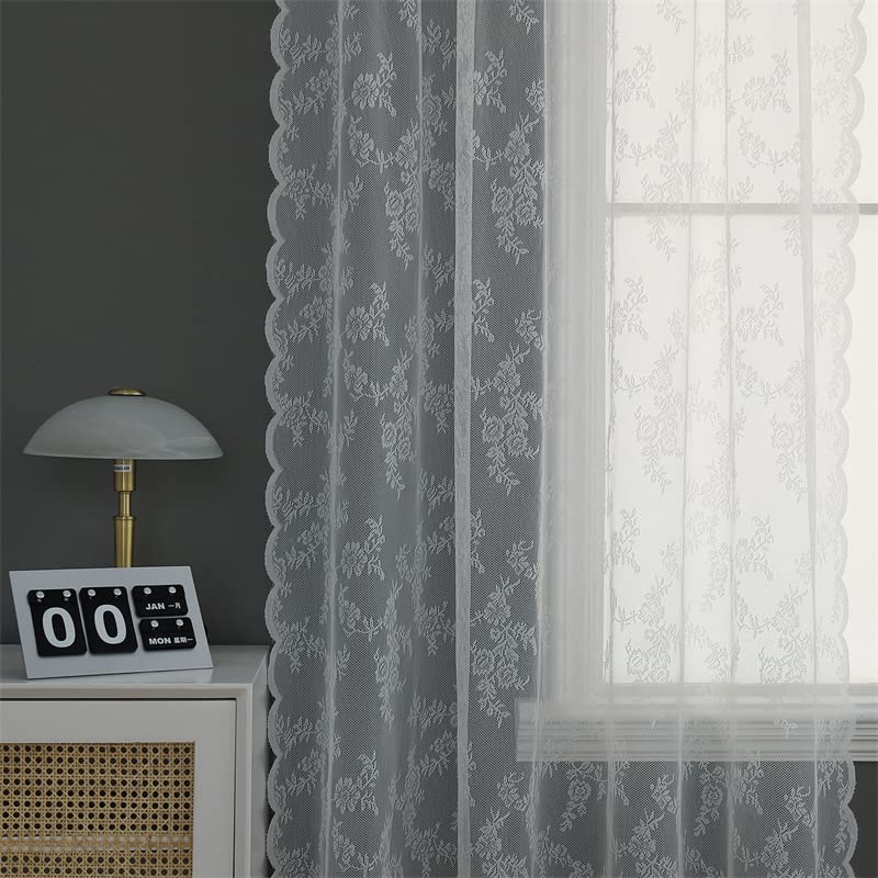 Tenda Velata In Pizzo Floreale Gyrohome - Stile Vintage, 280x274cm, Tasca Per Canna, Colore Bianco - Foto 6