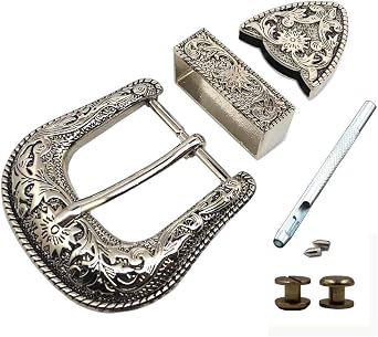Western Cowboy Buckle 38MM Antique Silver Belt Buckle Set 1.1/2" Wide Mens Buckle