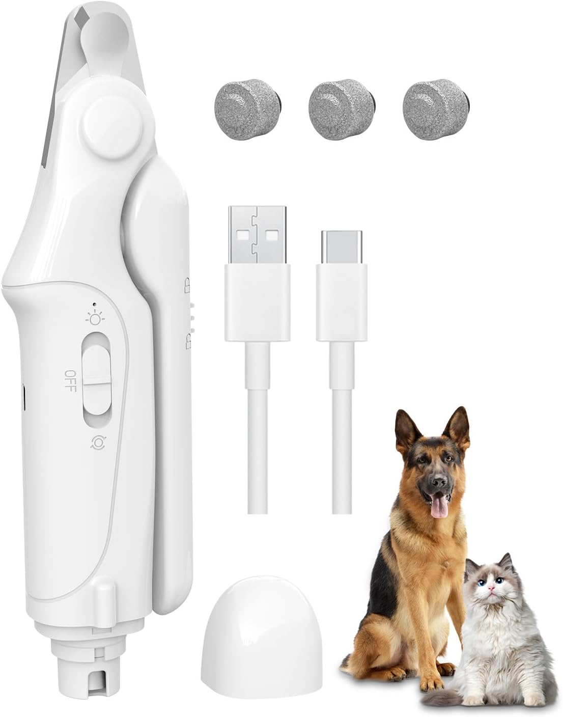 ESMARTER Dog Nail Grinders, Electric Dog Nail Clippers with LED Light