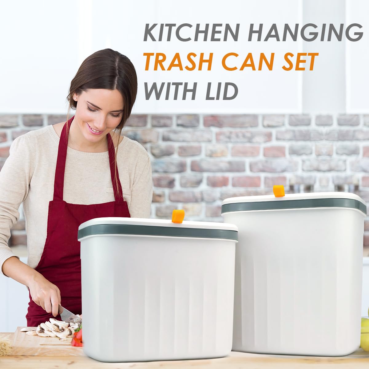 JUVEL Poubelle de cuisine suspendue 18 litres Polypropylène TPE anti-odeurs
