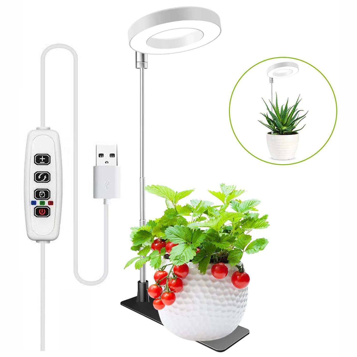 48 LED Full Spectrum Plant Grow Light for Indoor Plants | Height Adjustable Plant Lamp with Auto On/Off Timer 3/9/12H | 10 Dimmable Levels & 3 Light Modes | Small LED Grow Light for Home Plants-image-27