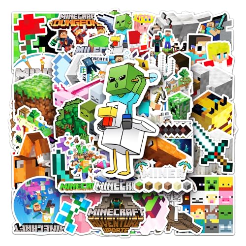 VARACL Lot de 50 autocollants Minecraft imperméables pour enfants et adultes, autocollants de jeu pour récompense, bouteilles d'eau, décoration d'ordinateur portable, fournitures de fête sur le thème