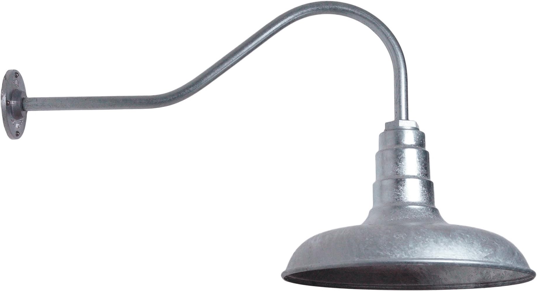 The Classic Galvanized Barn Light | Gas Station Steel Shade | 14 Inch Shade and 23 Inch Gooseneck