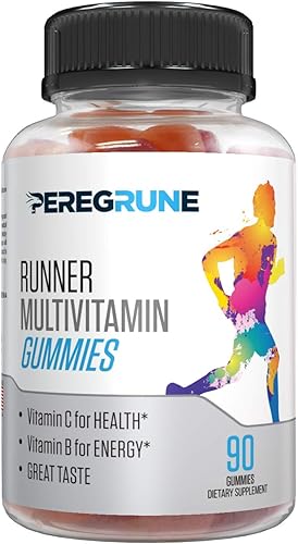 Runner - Gomitas multivitamínicas Vitamina diaria para correr con vitaminas A, C, D, E y complejo B 50% menos de azúcar Antioxidantes,