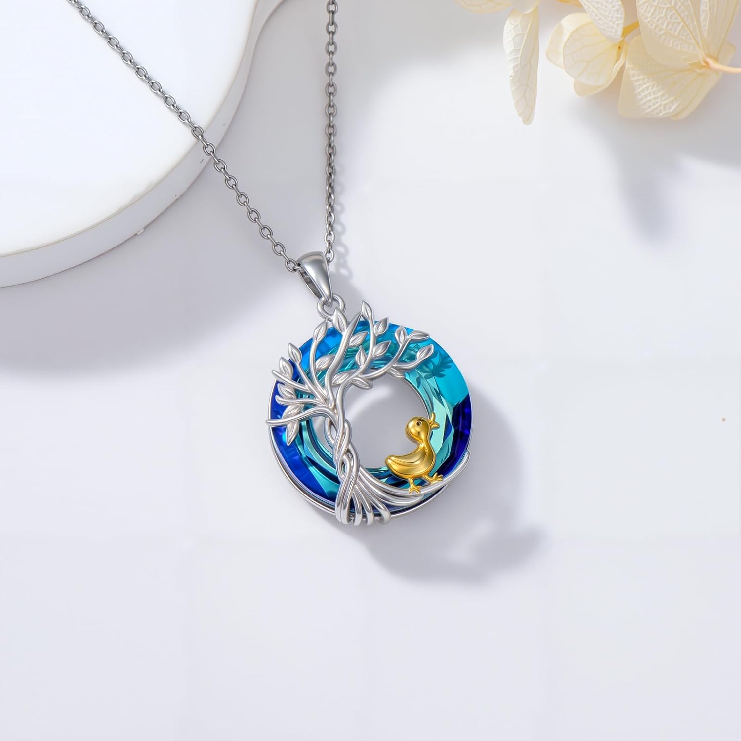 TOUPOP Tree of Life Chicken/Duck/Goose Necklace 925 Sterling Silver Crystal Jewelry Gifts for Women - Image 5