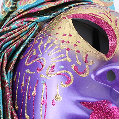 Hophen Lady Flower Jester Venetian Mask Masquerade Mardi Gras Art Wall Decorative Collection (Purple) #TOP3