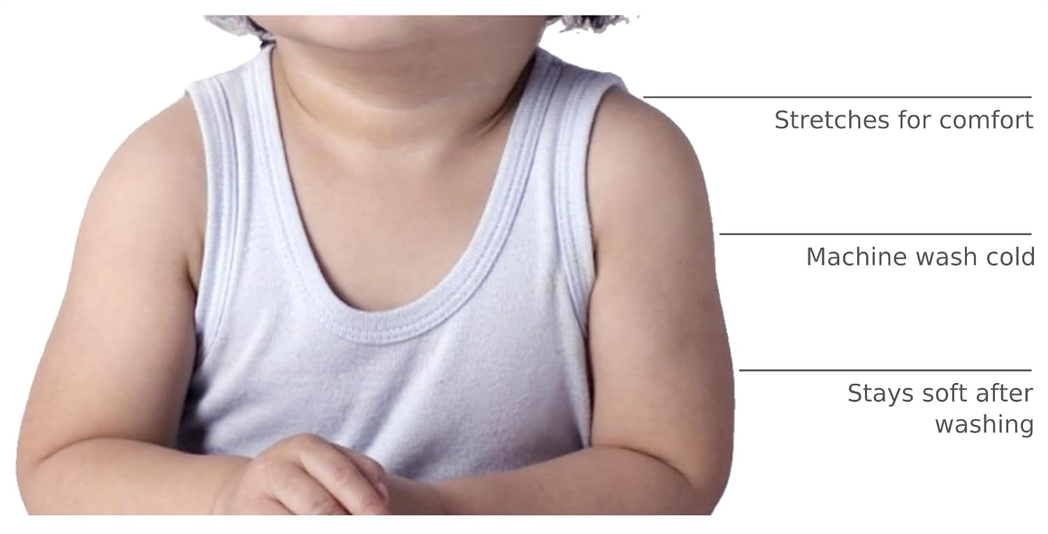 Newborn Baby Sleeveless Pack of 6 Tank Tops 100% Cotton Shirts, Short Sleeve Tees 0-24 Months Boys, Girls, Unisex image 4