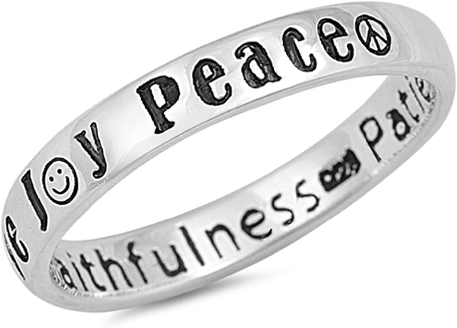 Joy Peace Love Patience Faithfulness Ring .925 Sterling Silver Band Sizes 4-10