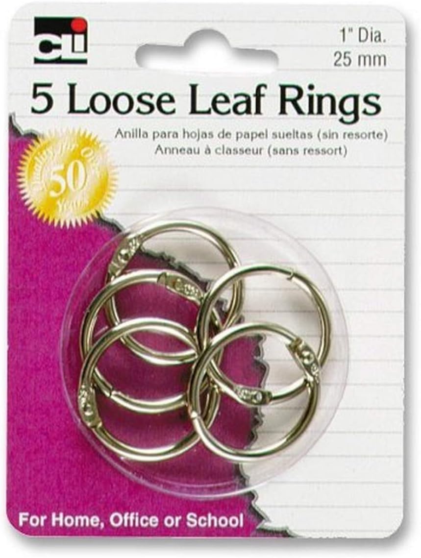 Charles Leonard Loose Leaf Rings, 1" Diameter, Metallic Assorted Colors, (85000), 50 per pack : Sports & Outdoors