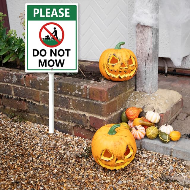 2 Schilder "Do Not Mow" – Aus Aluminium, Wetterfest, Mit Pfahl, 20,3x71,1 Cm, Rot