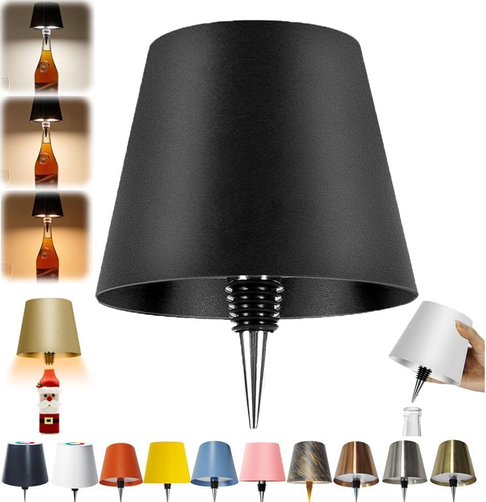 UMANATH LED Wireless Bottle Light | 3 Color Stepless Dimming Wine Bottle Lamp | Rechargeable Touch Control Wireless Wine Bottle Lamp for Living Room Home Decor (Black)-image-32