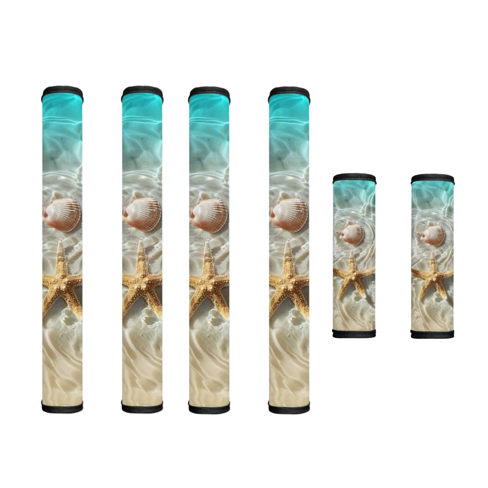 6 PCS Fridge Door Handle Covers Washable Kitchen Appliances Handles Protector for Oven Stove Anti-Slip Indoor Home Refrigerator Decorations, Starfish Sea Shell Beach Ocean