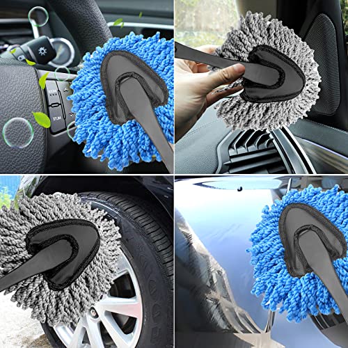 2Pcs Mini Car Duster Cleaning Brush, Soft Microfiber Multi-Functional Car Cleaning Brush, Cleaning Brush Dusting Tool For Car, Home, Kitchen (Blue) #TOP4