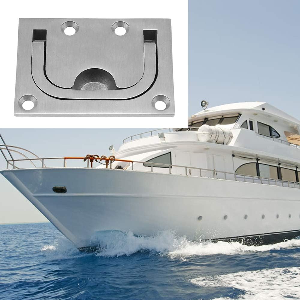 Confezione da 2 maniglie per imbarcazioni a filo in acciaio inox, maniglia da incasso con 8 viti, per armadietti, barche, yacht