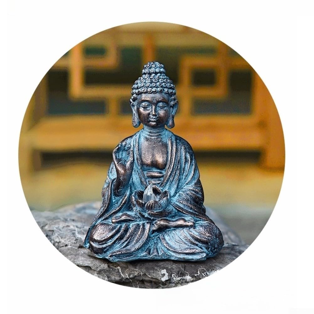Statua dipinta a mano del Buddha della resina alimentata solare per all'aperto per zen