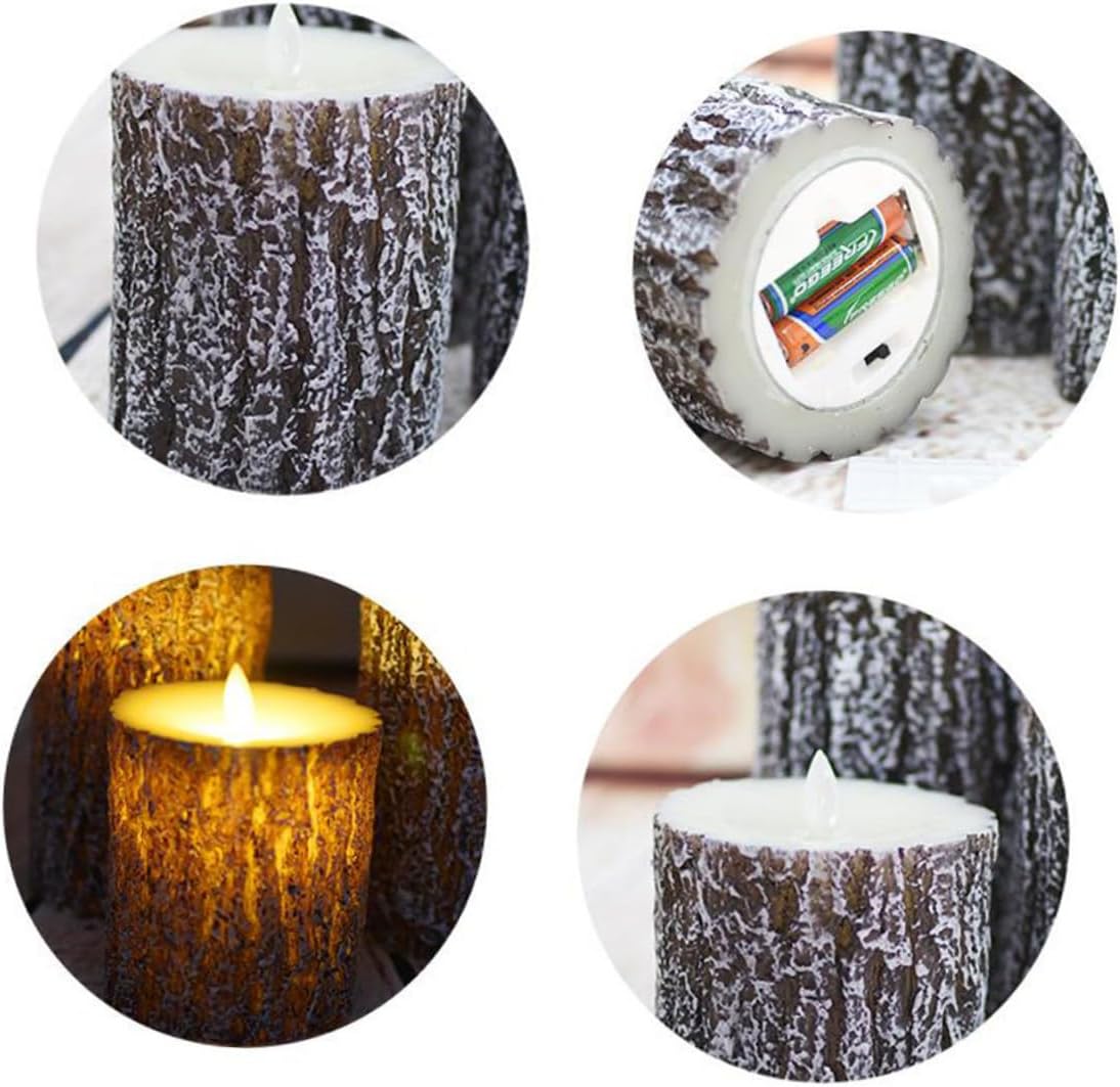 DOITOOL 3pcs Pine Shape Remote Control Led Candle Lights for Romantic Party Decoration Flameless Tealights for Safe Indoor Use Battery Operated Realistic Flickering Effect