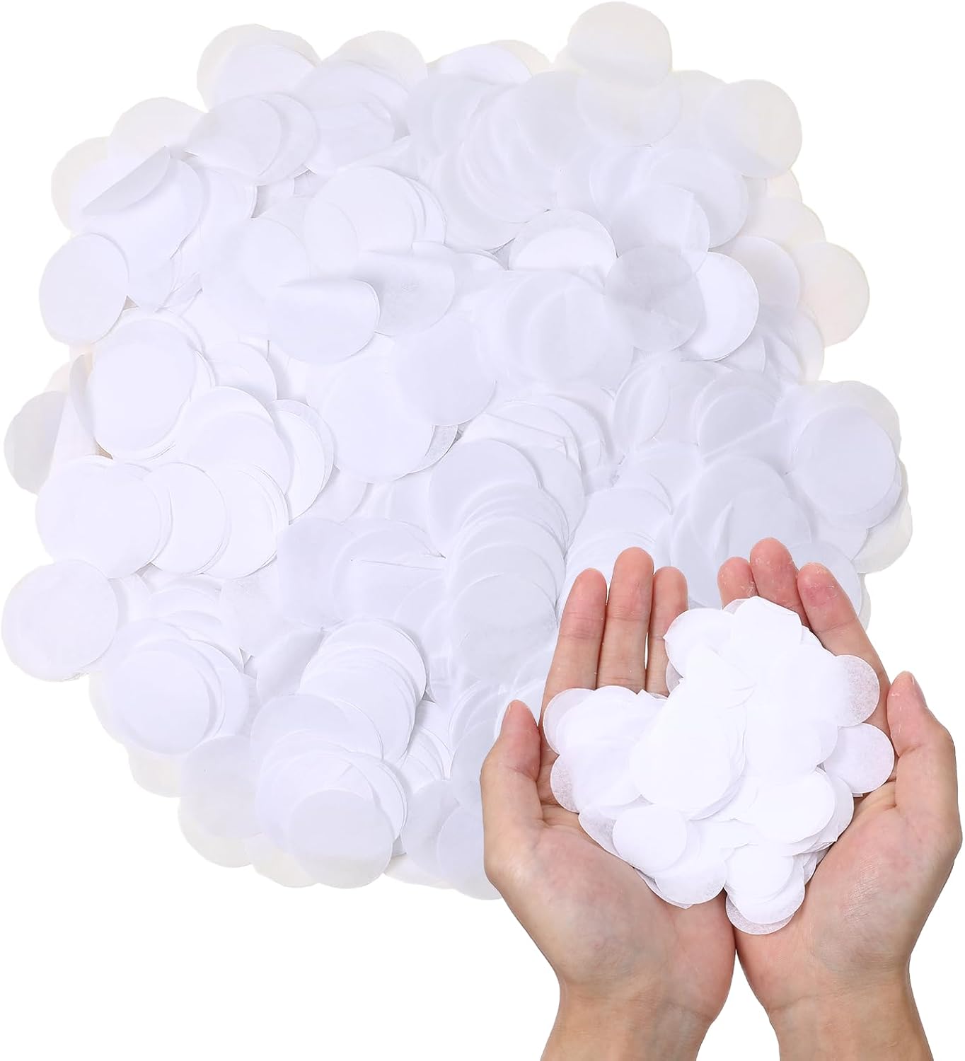 Jeffdad 6000Pcs White Round Tissue Paper Confetti, 1 Inch Tissue Confetti Dots Table, Wedding Confetti Scatter Table for Sprinkles Wedding Birthday Balloon Party