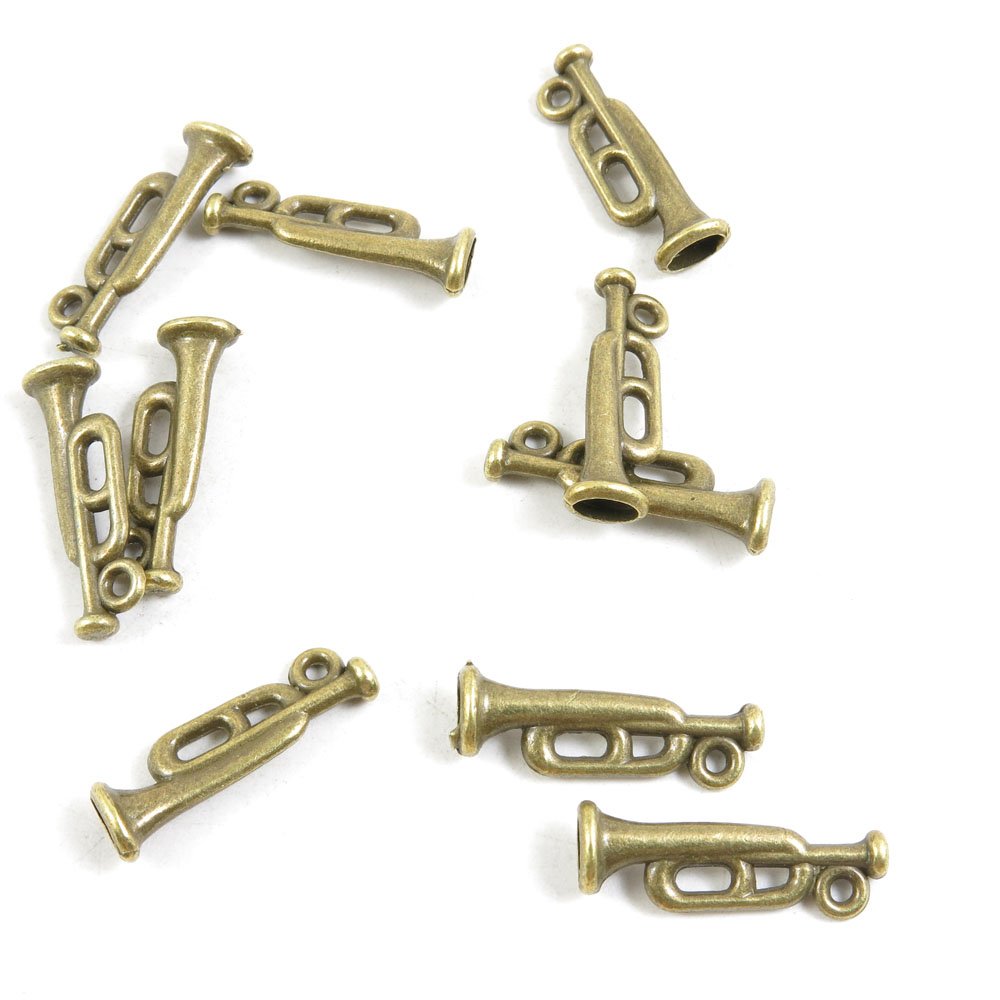 50 PCS Jewelry Making Charms Ancient Antique Bronze Fashion Jewelry Making Crafting Charms Findings Bulk for Bracelet Necklace Pendant A04015 Trumpet
