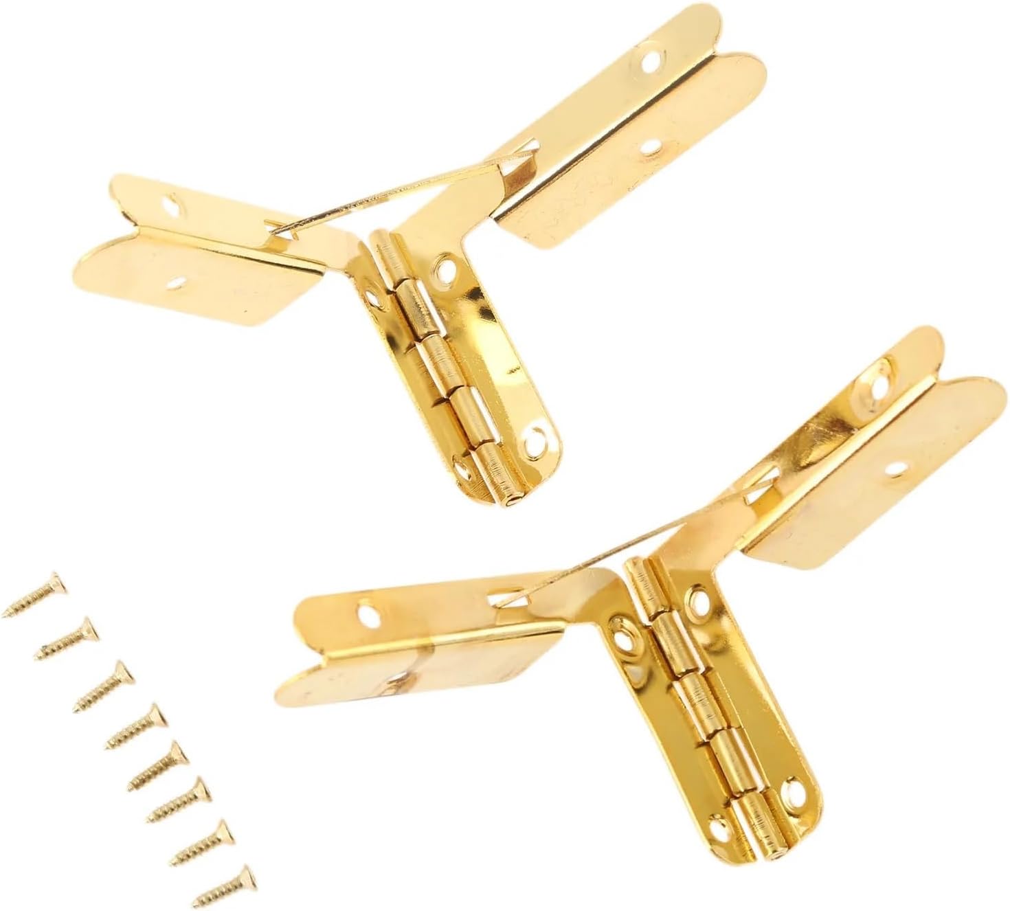 4Pcs 53 * 40mm Antique Bronze/Gold Hinge Support Frame Jewelry Wine Case Wooden Gift Box Lid 90 Degree Spring Furniture Hardware(Gold 4pcs)