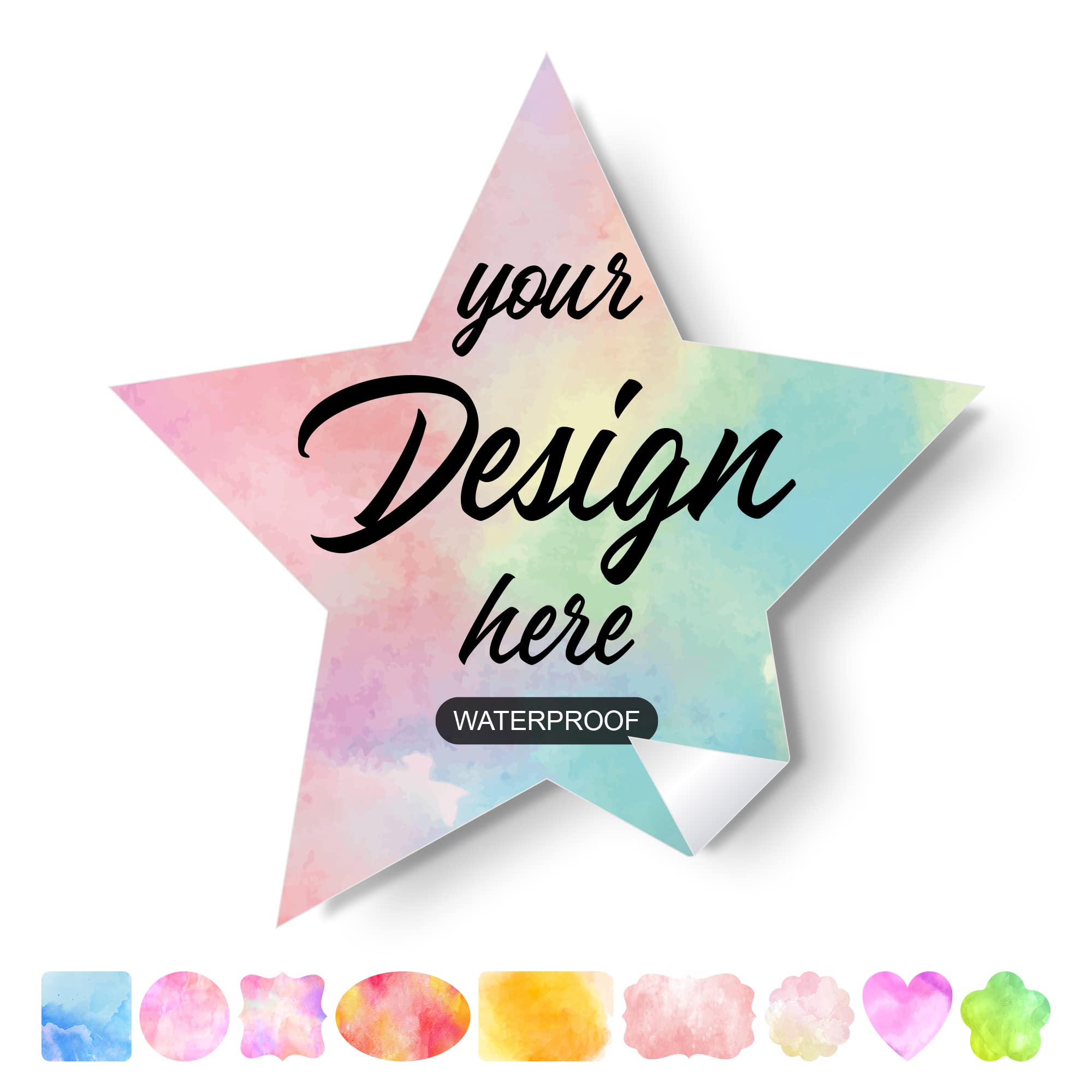 Custom Stickers Personalized Labels - Customized Stickers with Any Design Image Logo Text,Custom Stickers for Business Logo,Custom Thank You Label Stickers,100 Labels (Star,1.5"x1.5")