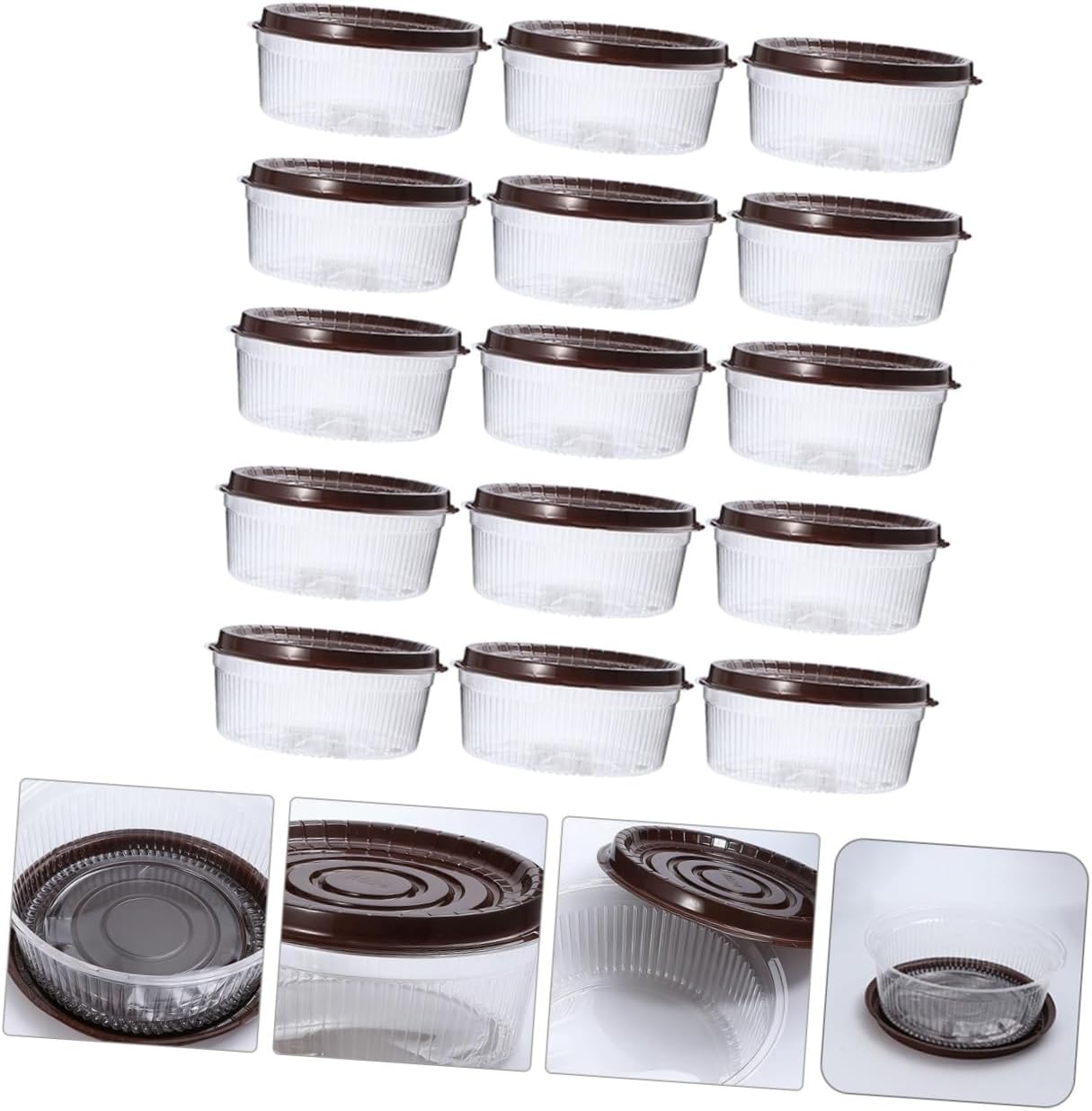 25pcs 8-inch Plastic Cake Boxes with Lids Cupcake Storage Containers Portable Food Packing for Parties and Baking
