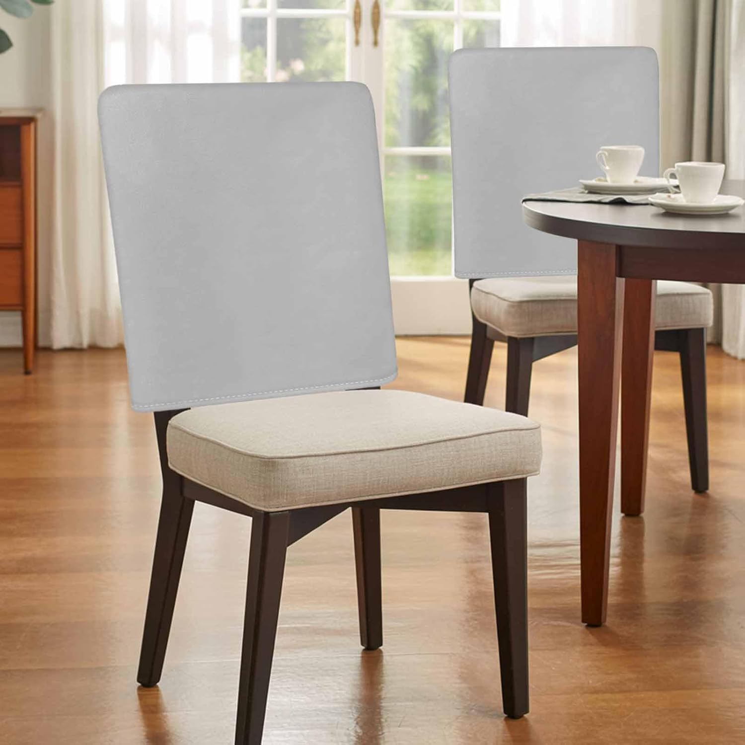 Grey Chair Back Covers Set of 4 Modern Art Minimalist Classic Gray Solid Color Washable Stretchable Removable Dining Chair Cover Slipcovers for Kitchen Living Room 20 x 19 Inch