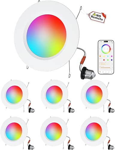 LED Recessed Lighting 6 inch/5 inch, Smart RGB Bluetooth Can