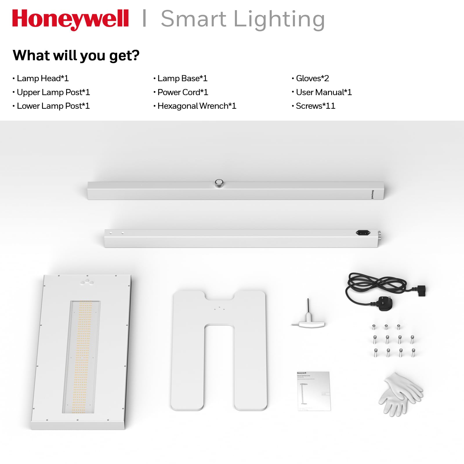 Honeywell 02E Lámpara De Pie LED, 8000LM Sunturalux Protectora Ocular | 4000K, 80W luz natural, lámpara de lectura regulable, lámpara de pie moderna para oficina, salón y dormitorio