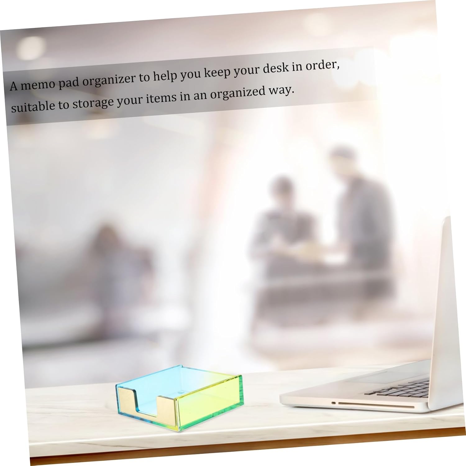 KALLORY Gradient Acrylic Notepad Holder Stylish Memo Pad Dispenser for Office Organize Notepads Supplies Eye Catching Desktop Accessory Gradient