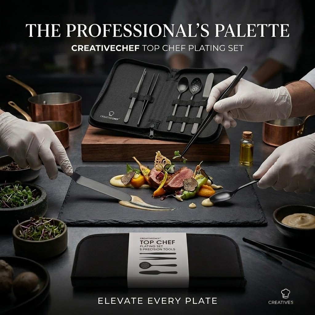 CREATIVECHEF Kit de galjanoplastia profesional de chef 5 piezas, negro, acero inoxidable (5 piezas, negro)