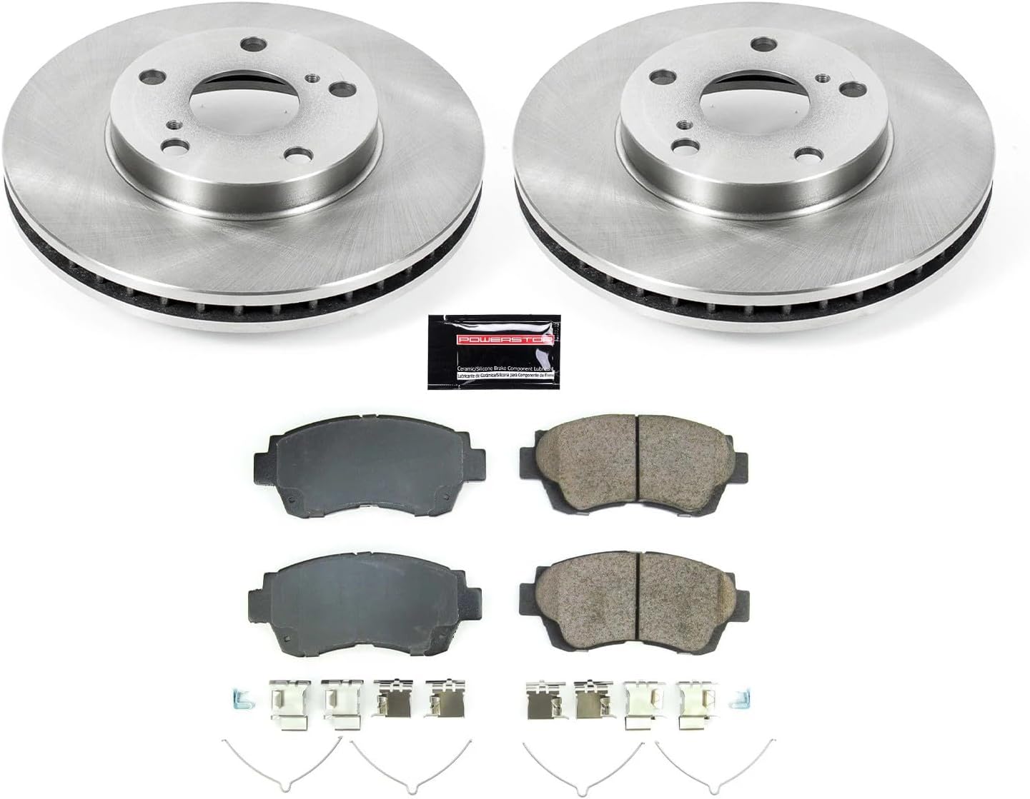 PowerStop Front Brake Kit for Toyota Sienna 1998-03 - Z17 Ceramic Brake Pads & Disc Rotors Replacement, KOE8920