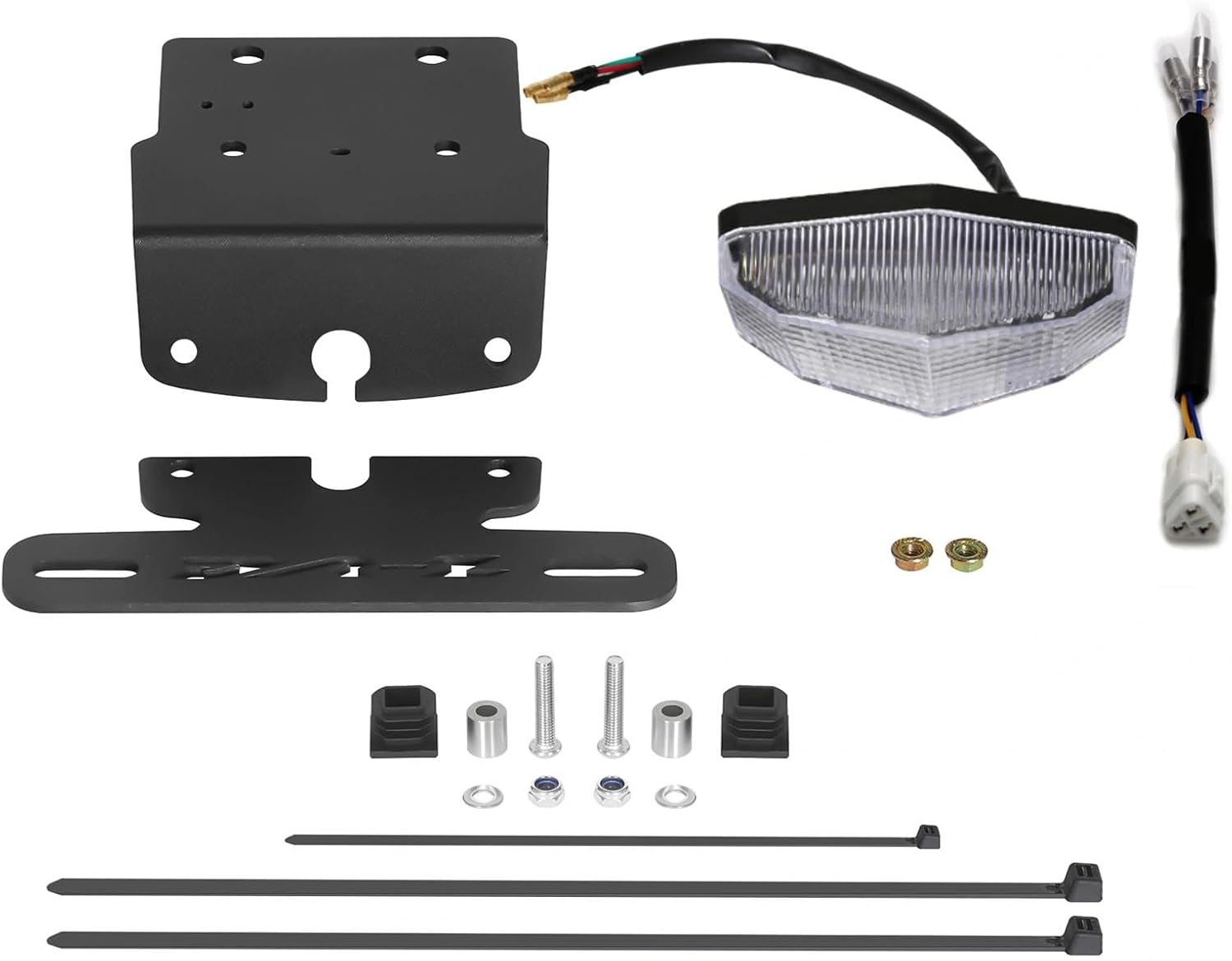 Plug & Play DRZ4S DRZSM Fender Eliminator Tail Tidy w/LED Tail Brake Light Compatible With DR-Z4S DR-Z4SM 2025-2026 License Plate Holder Bracket (Clear)