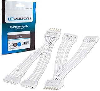 Litcessory Splitter for Philips Hue Lightstrip Plus (2 Pack, White - Standard 6-PIN V3)