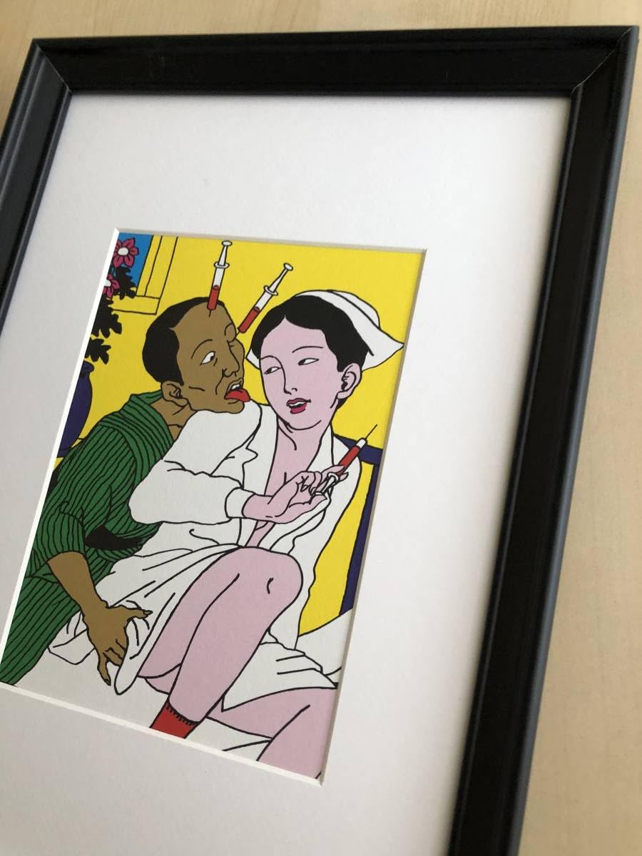 Amazon.co.jp: kj 額装品 佐伯俊男 貴重イラスト A4サイズ額入り