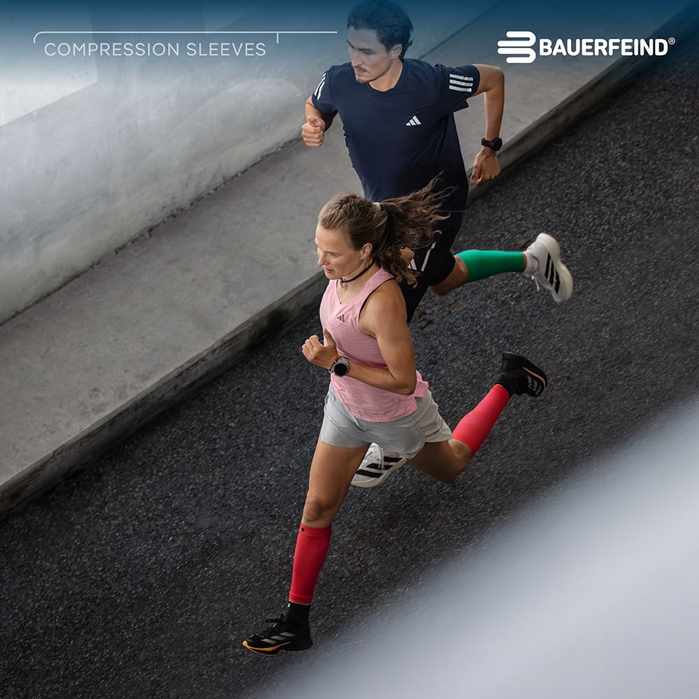 BAUERFEIND Waden Sleeves Run Performance Compression Sleeve, 1 par de vendajes para pantorrilla con compresión y puntos 3D, calentadores de piernas