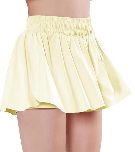 Miniatura 2 de EXARUS Pantalones cortos de mariposa para niñas, falda pantalón de baile fluido, falda atlética para animar a adolescentes, para tenis, preppy, para